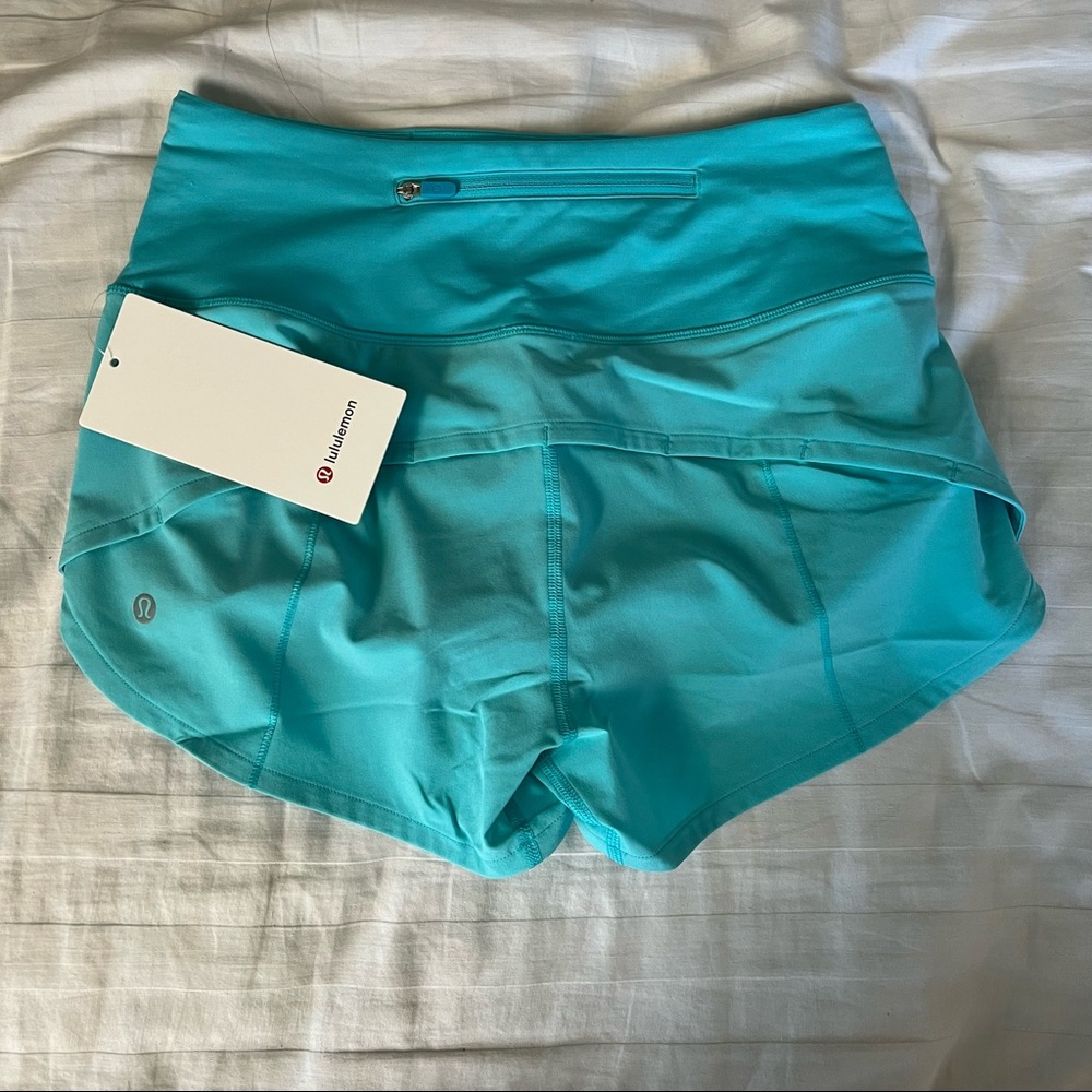 Lululemon electric turquoise speed up shorts high rise 2.5” inseam - Picture 8 of 10